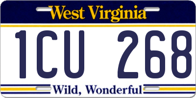 WV license plate 1CU268