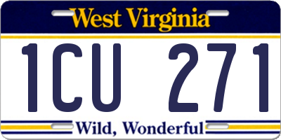WV license plate 1CU271