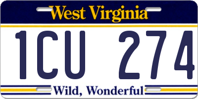 WV license plate 1CU274