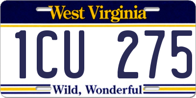 WV license plate 1CU275