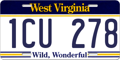 WV license plate 1CU278