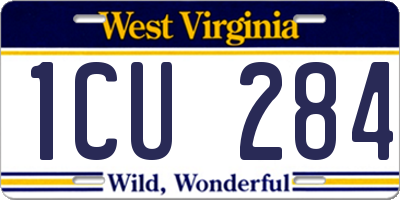 WV license plate 1CU284