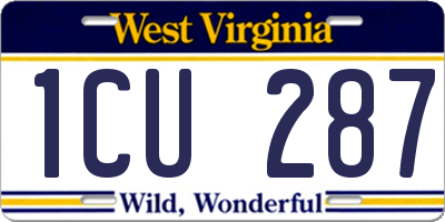 WV license plate 1CU287