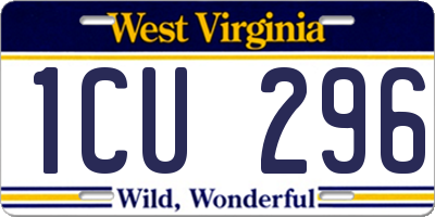 WV license plate 1CU296