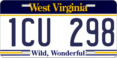 WV license plate 1CU298