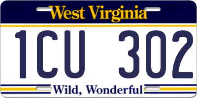 WV license plate 1CU302
