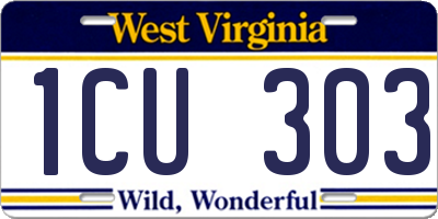WV license plate 1CU303