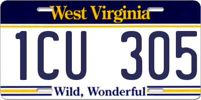 WV license plate 1CU305