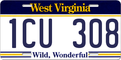WV license plate 1CU308