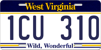 WV license plate 1CU310