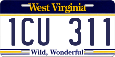 WV license plate 1CU311