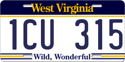 WV license plate 1CU315
