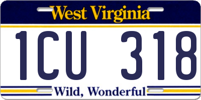 WV license plate 1CU318