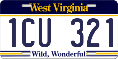 WV license plate 1CU321
