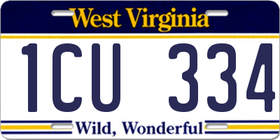 WV license plate 1CU334