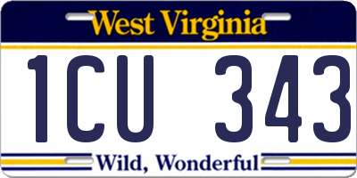 WV license plate 1CU343