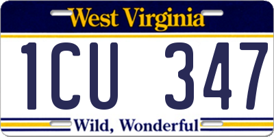 WV license plate 1CU347