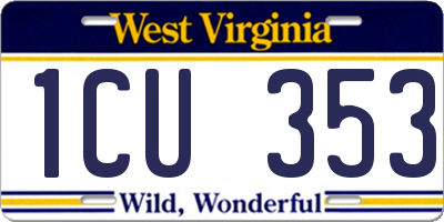WV license plate 1CU353