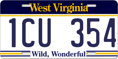 WV license plate 1CU354