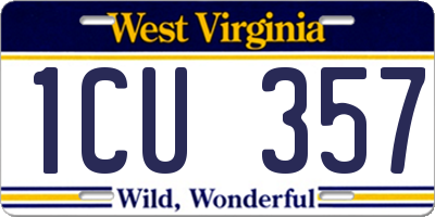WV license plate 1CU357
