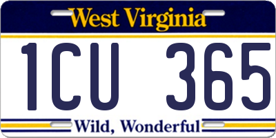 WV license plate 1CU365