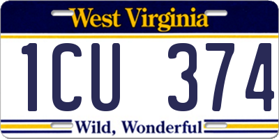 WV license plate 1CU374