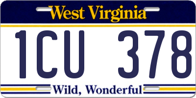 WV license plate 1CU378