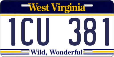 WV license plate 1CU381