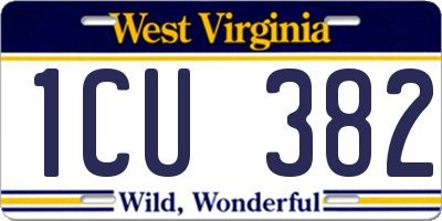 WV license plate 1CU382