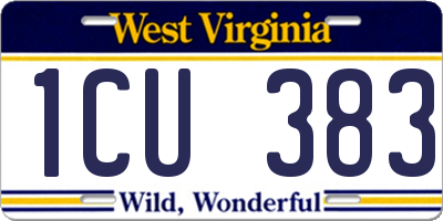 WV license plate 1CU383