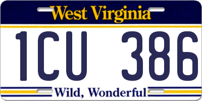 WV license plate 1CU386