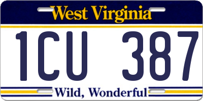 WV license plate 1CU387