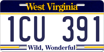 WV license plate 1CU391