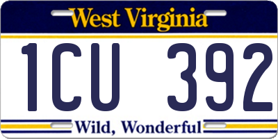 WV license plate 1CU392