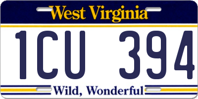 WV license plate 1CU394