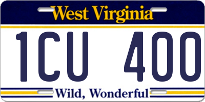 WV license plate 1CU400