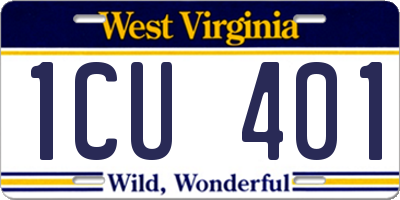 WV license plate 1CU401