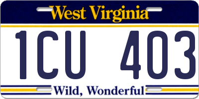 WV license plate 1CU403