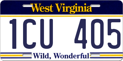 WV license plate 1CU405