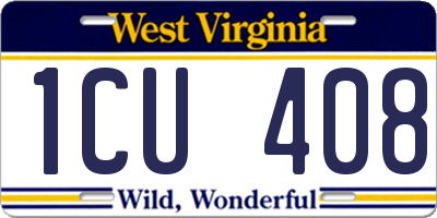 WV license plate 1CU408