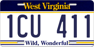 WV license plate 1CU411