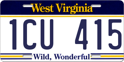 WV license plate 1CU415