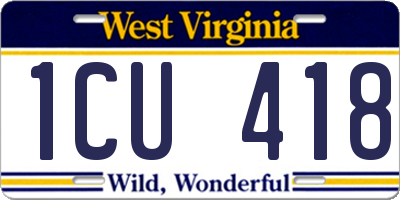 WV license plate 1CU418