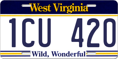 WV license plate 1CU420
