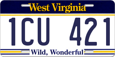 WV license plate 1CU421