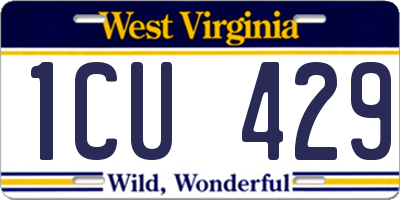 WV license plate 1CU429