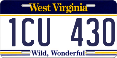 WV license plate 1CU430