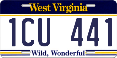 WV license plate 1CU441