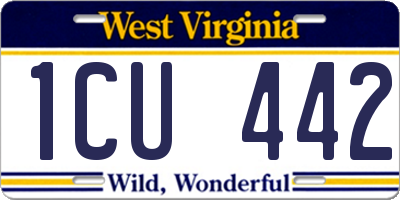 WV license plate 1CU442