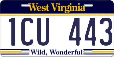 WV license plate 1CU443